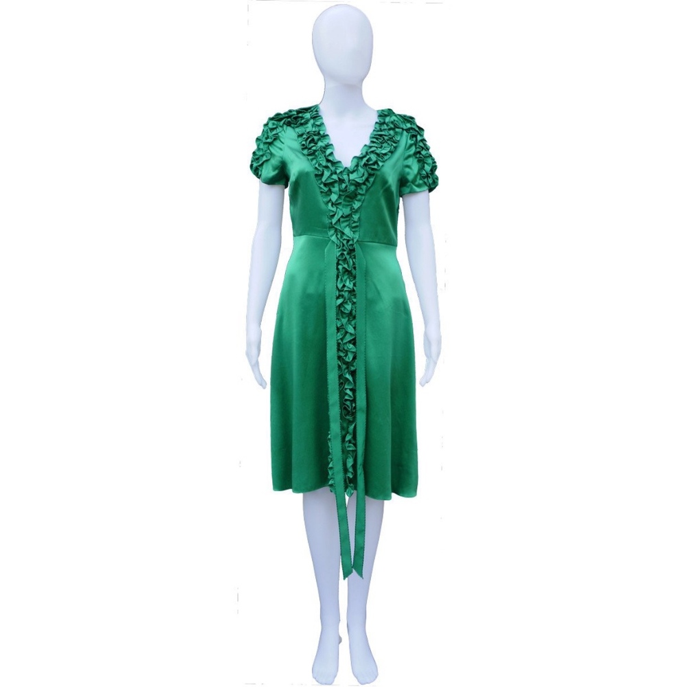 BETSEY JOHNSON SILK RUFFLE DRESS